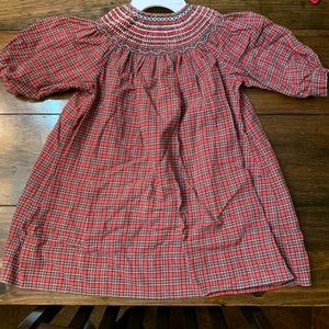 Red plaid Smocked Dress